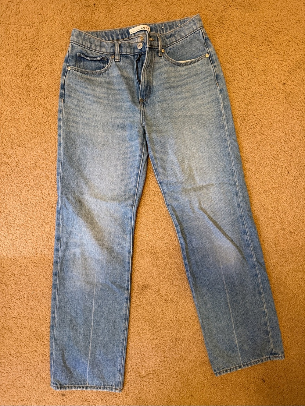 LOFT The Slouchy Boyfriend Jeans Size 25 Light Wash Blue Straight Leg Denim